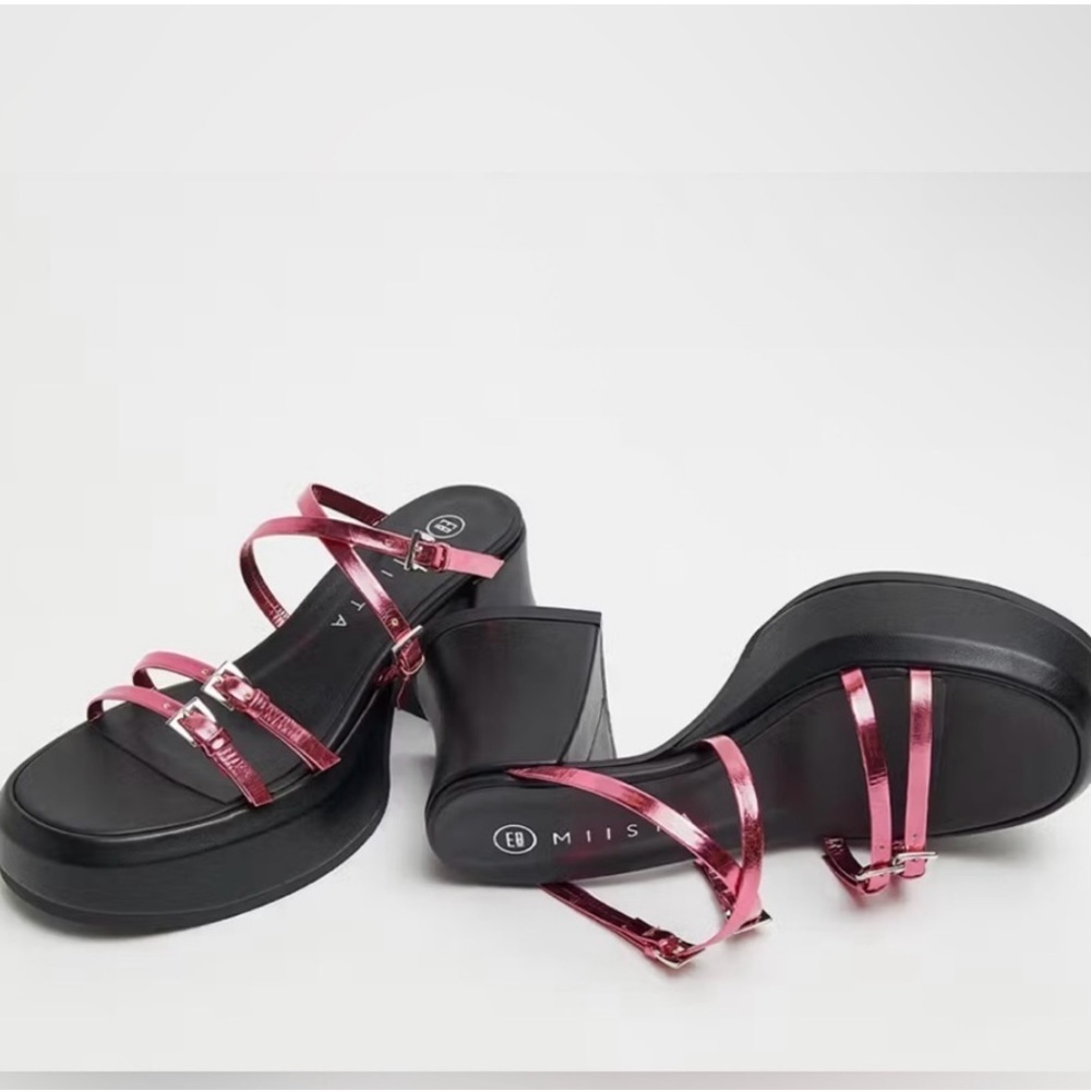 E8 by Miista Nara Pink Metallic Sandals Size 7.5 NIB